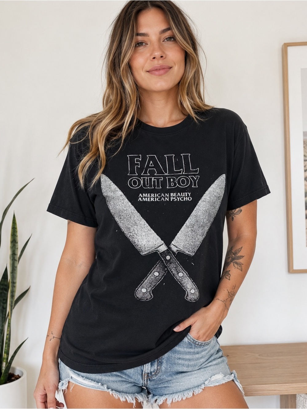 Fall Out Boy American Beauty American Psycho Black Graphic Band Tee Size Small